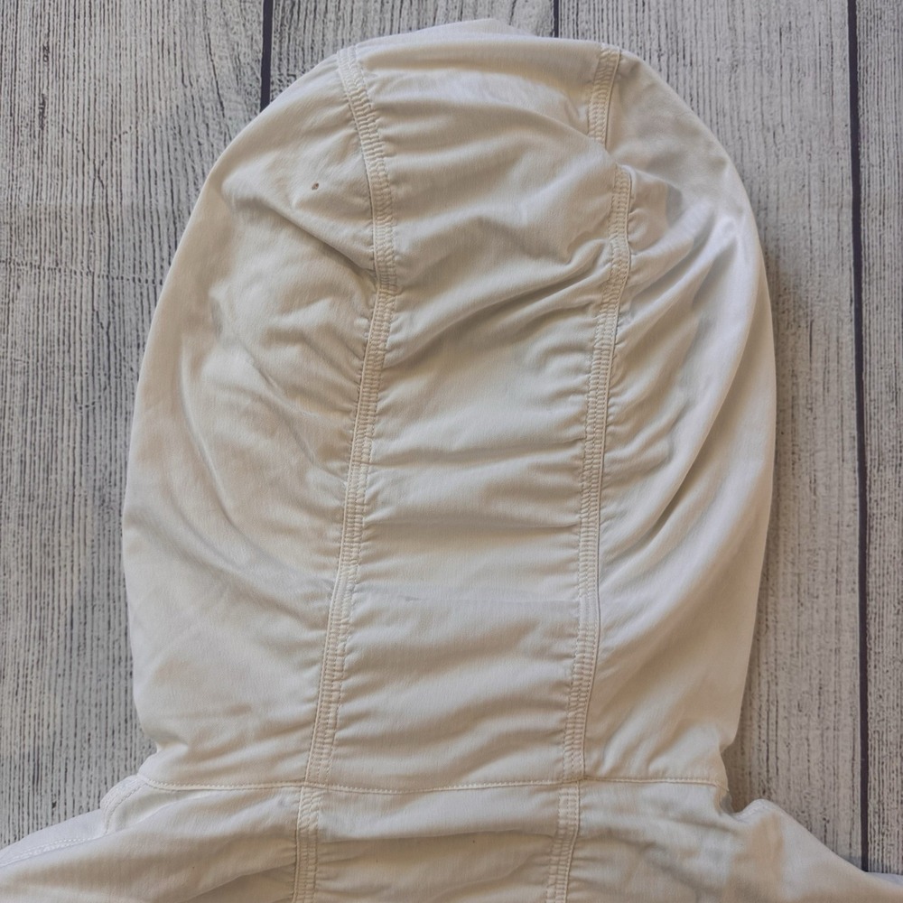 Lululemon Women's Size 6 White Full Zip Hooded Jacket Ruched Thumbholes Workout - Picture 14 of 15